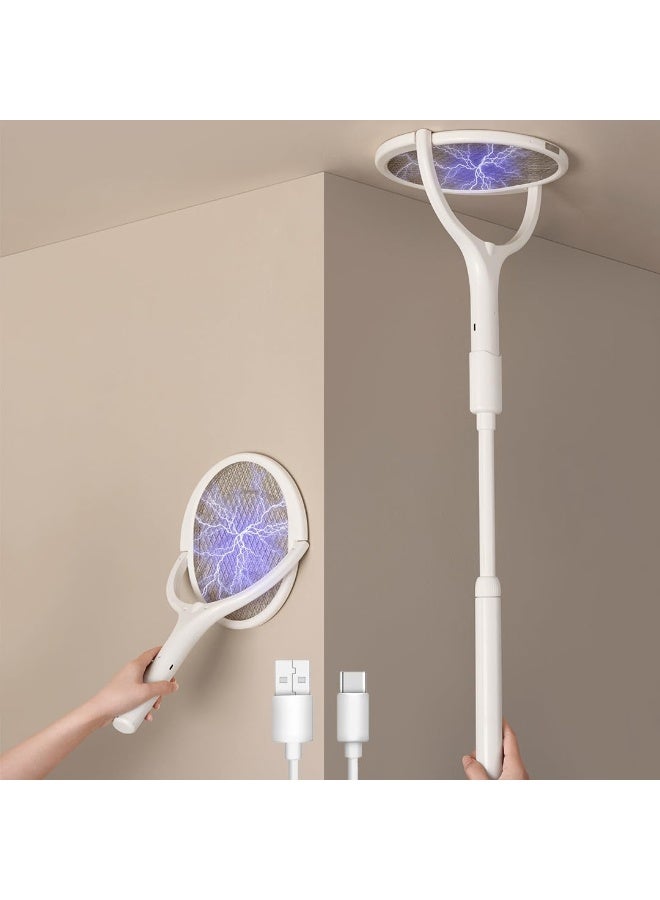 SFENG Rechargeable Electric Mosquito Racket, 180° Rotatable Head Bug Zapper Racket with Telescopic Extension Pole, UV Auto‑Attract Mosquito Killer Fly Swatter with Base Stand for Indoor Home Use - Image 1